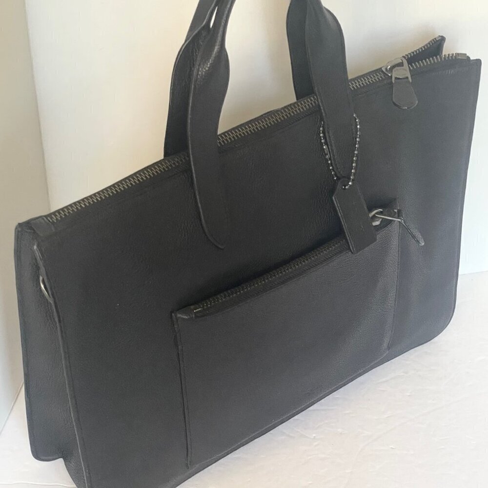 Coach Metropolitan Soft Briefcase Black Leather Laptop Bag Crossbody Slim Pocket - Picture 9 of 16